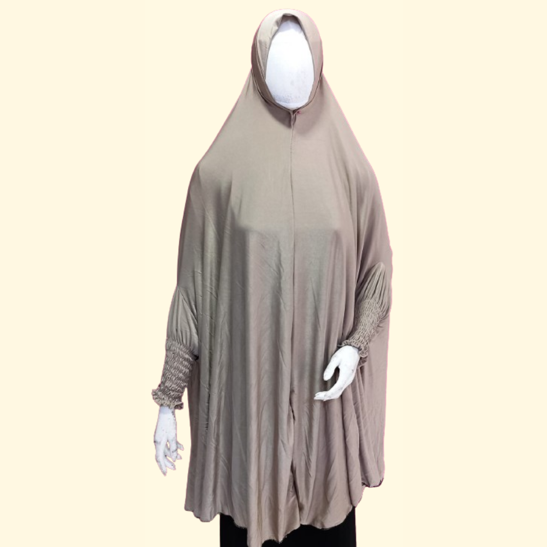 Pale Silver Big Hijab With Hand Neek Frill Baniyan Cloth(Lyera)