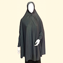 Charcoal Gray Big Hijab With Hand Neek Frill Baniyan Cloth(Lyera)